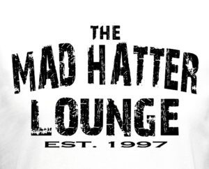 The Mad Hatter Lounge logo with distressed black lettering and “Est. 1997,” appearing as a drink sponsor for Pride on the Block