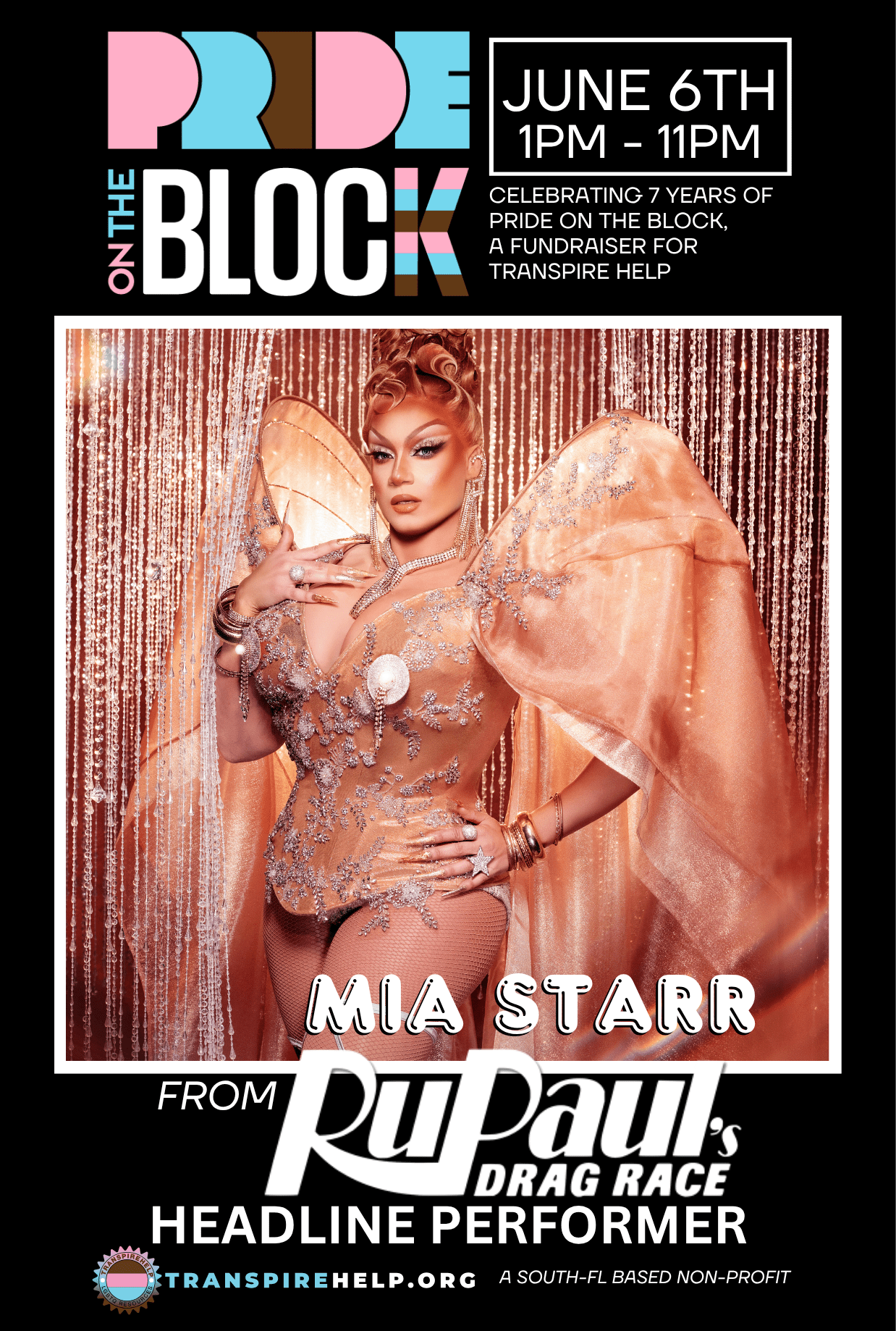 Mia Starr from RuPaul’s Drag Race announced as headline performer for Pride on the Block fundraiser on June 6th.